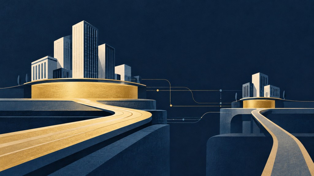 Editorial illustration contrasting a large firm with broad cash reserves and a smaller firm with a narrower capital runway.