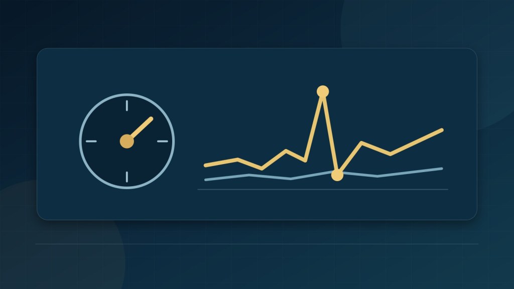 Editorial finance graphic showing a rapid intraday market spike and reversal beside a clock representing the speed of risk exposure.